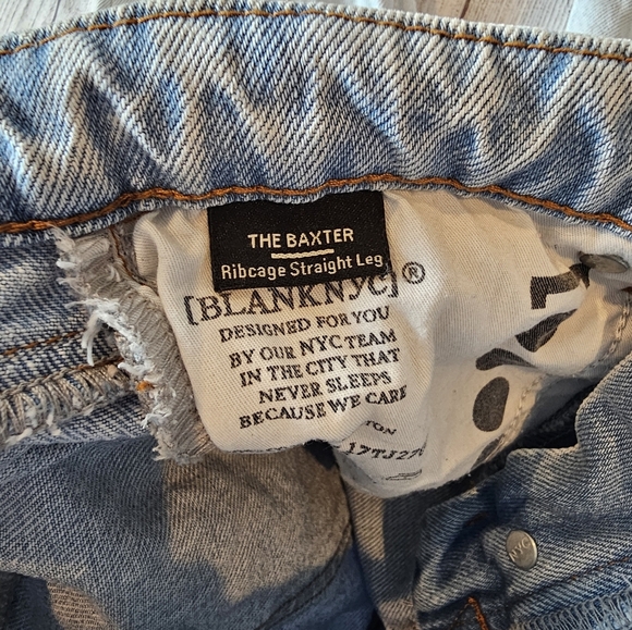 Blank NYC Size 27 The Baxter Rib Cage Straight Leg Button Fly Blue White Jeans - Picture 6 of 9